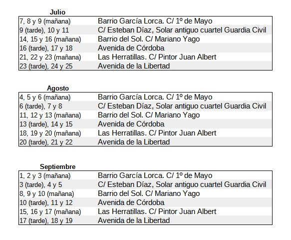 Calendario julio, agosto, septiembre 2025