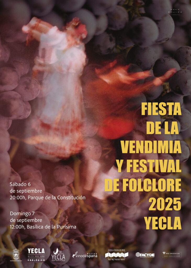 Cartel fiestas de la vendimia y festival de folclore de 2025 Yecla
