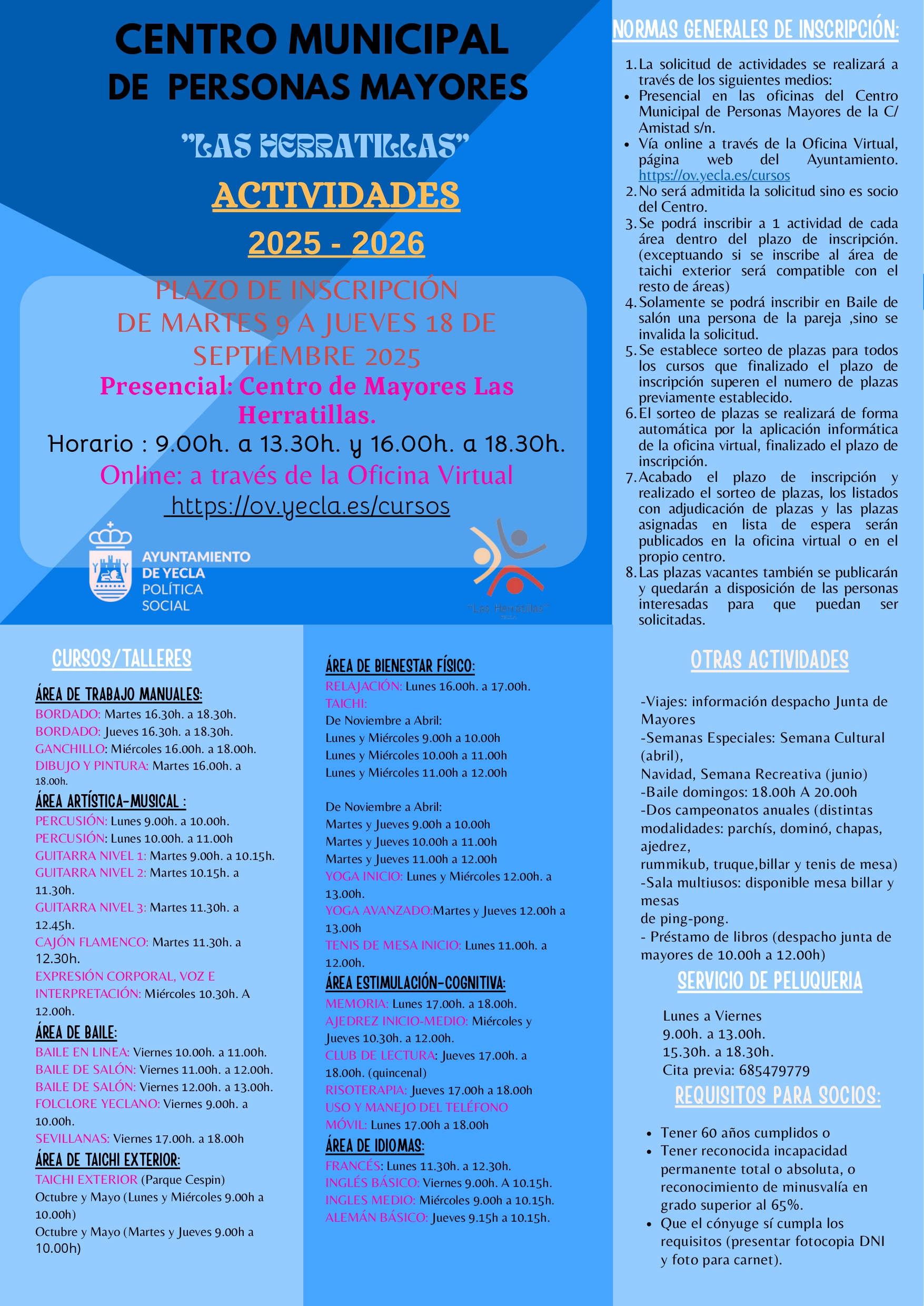 Programación de actividades 2025-2026 Centro de Mayores Las Herratillas