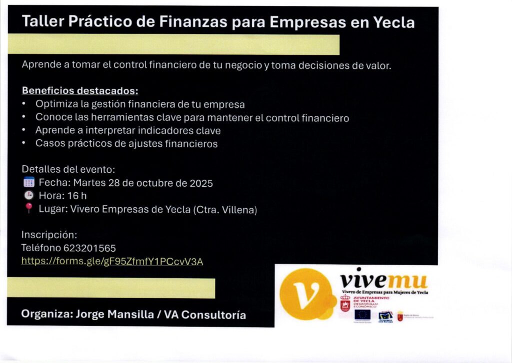 Cartel Taller Práctico Finanzas para empresas