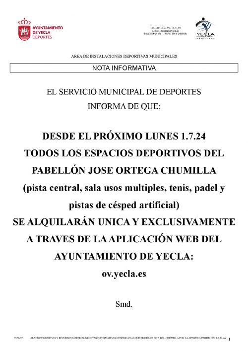 ALQUILER DE LOS ED´S DEL CHUMILLA POR LA APPWEB A PARTIR DEL 1.7.24